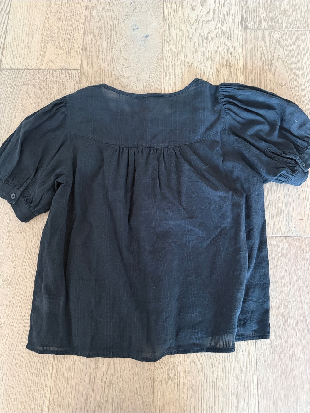 Madewell Black Puff-Sleeve Button-Front Blouse - Picture 5 of 6